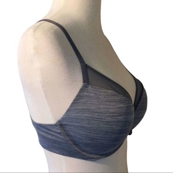 VICTORIA’S Secret Mesh Embellished Uplift Padded Plunge Gray‎ Bra 34D - Picture 6 of 11